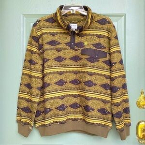 HeyBo Quilted Pullover Jacket Hermitage Q-Snap Olive Black Geo Aztec Mens Small